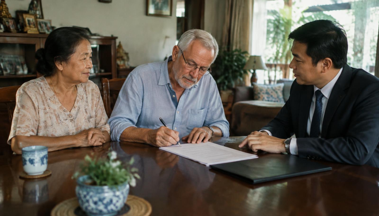 ภาพจำลอง: คู่สมรสไทย-ต่างชาติลงนามพินัยกรรมต่อหน้าทนายความ